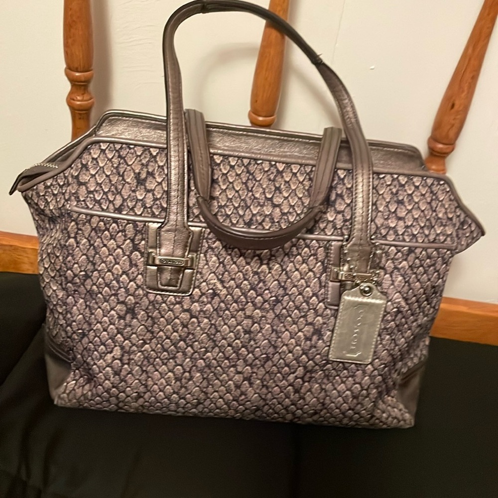Coach Metallic Gray Tote Bag